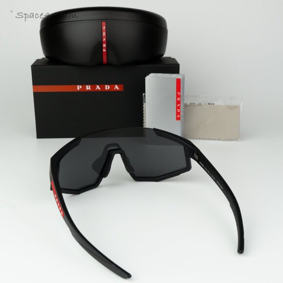 Prada Linea Rossa Women Sunglasses Black Grey Single Lens PS04WS DG006F NEW - Picture 8 of 10
